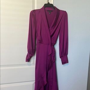White House Black Market Purple Wrap Gown with V-Neck